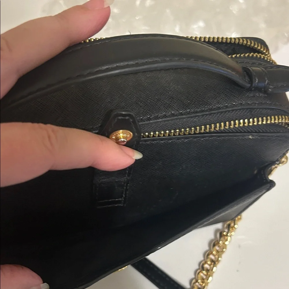 Michael Kors Black Leather Crossbody with Gold Hardware - Picture 7 of 10